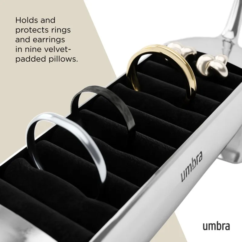 Smykke-organizer i metal med ringholder
