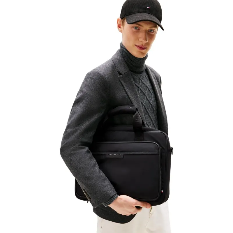 Tommy Hilfiger Computertaske med Trolleyrem, Sort