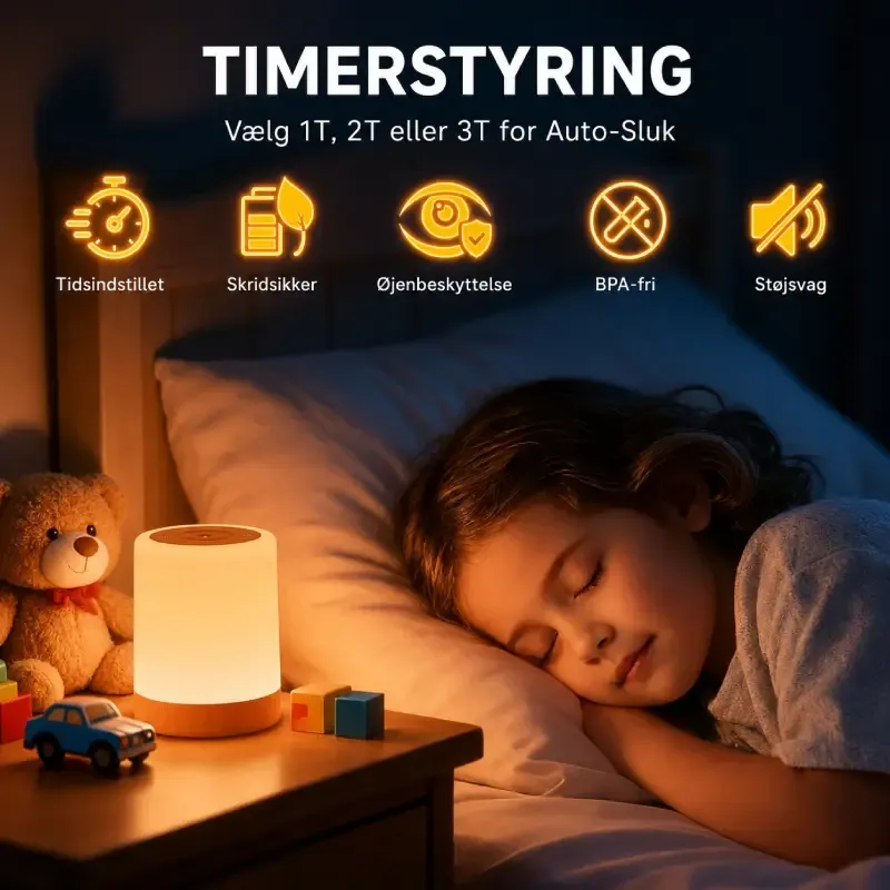 Praktisk Natlampe til børneværelset Med Touch Dæmpning og Timer