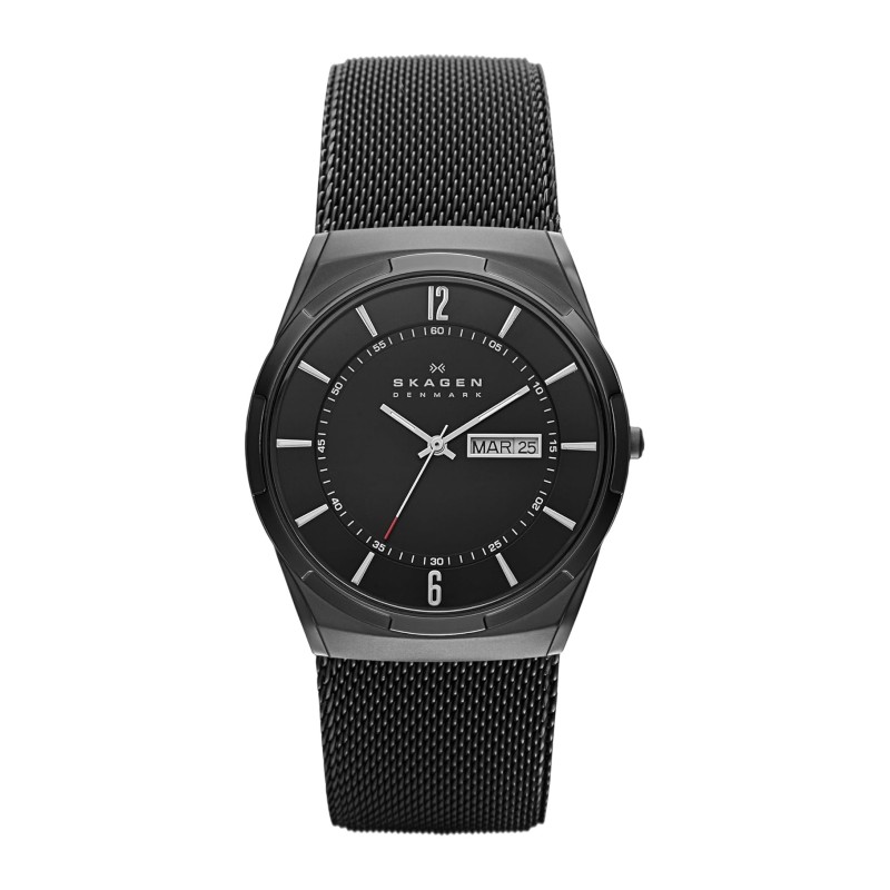 Skagen - Skagen Melbye Herreur i sort titanium med mesh lænke