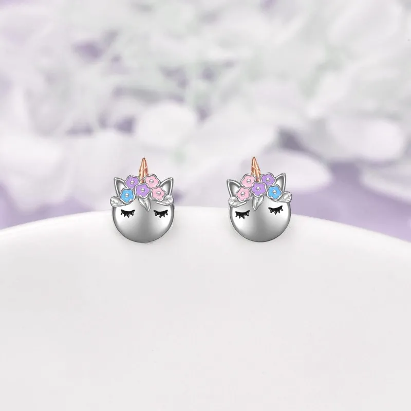 Unicorn Ørestikker i 925 Sterling Sølv, 10,5 x 11,4 mm