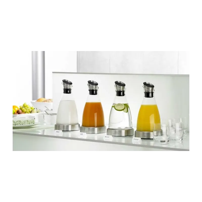 Elegant italiensk design køle karaffel i børstet ædelstål/glas inkl. integreret køleelement – Op til 4 timers køl – Flot gaveidé