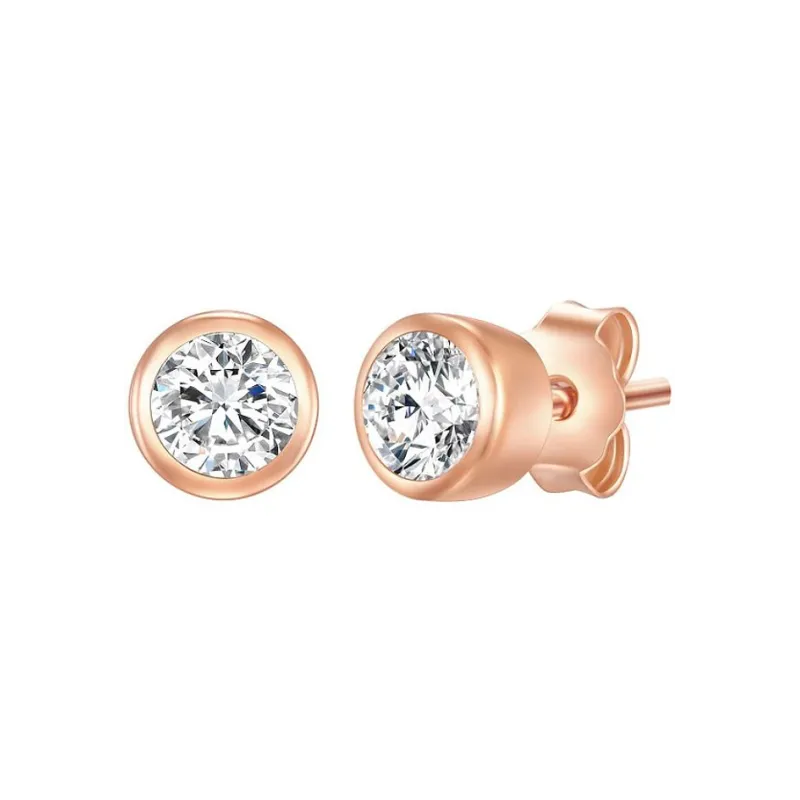 Elegante italienske ørestikker i Sterling sølv med rosa guld belægning.