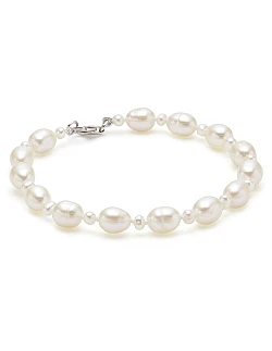 Elegant dame armbånd – Ovale ægte ferskvandsperler – 925 Sterling Sølv