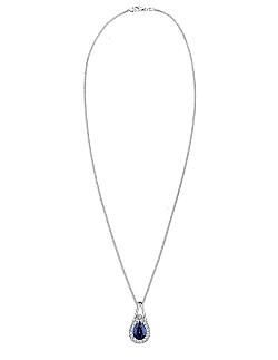 Elegant Heritage halskæde i sølv med Safir og Swarovski krystaller