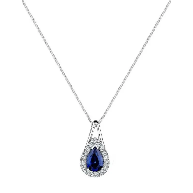 Elegant Heritage halskæde i sølv med Safir og Swarovski krystaller