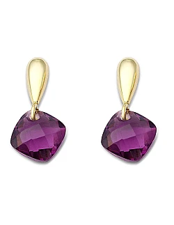 Elegante øreringe med Amethyst og italiensk 9 karat 375 guld