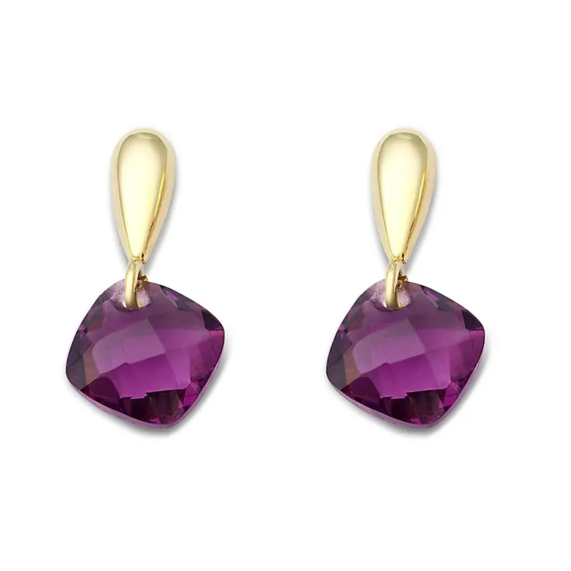 Elegante øreringe med Amethyst og italiensk 9 karat 375 guld