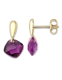 Elegante øreringe med Amethyst og italiensk 9 karat 375 guld