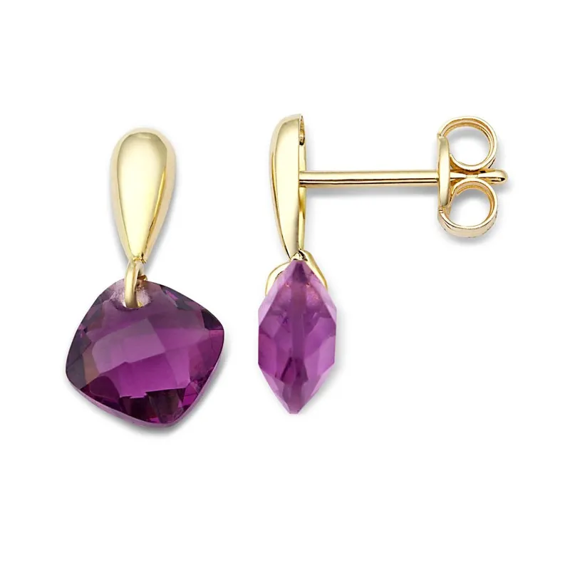 Elegante øreringe med Amethyst og italiensk 9 karat 375 guld