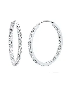 Elegante 925 Sterling sølv creol øreringe med Swarovski krystalsten