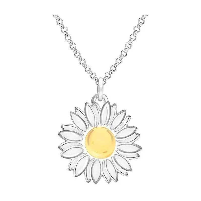 Marguerit design halskæde i 925 Sterling Sølv - White Daisy
