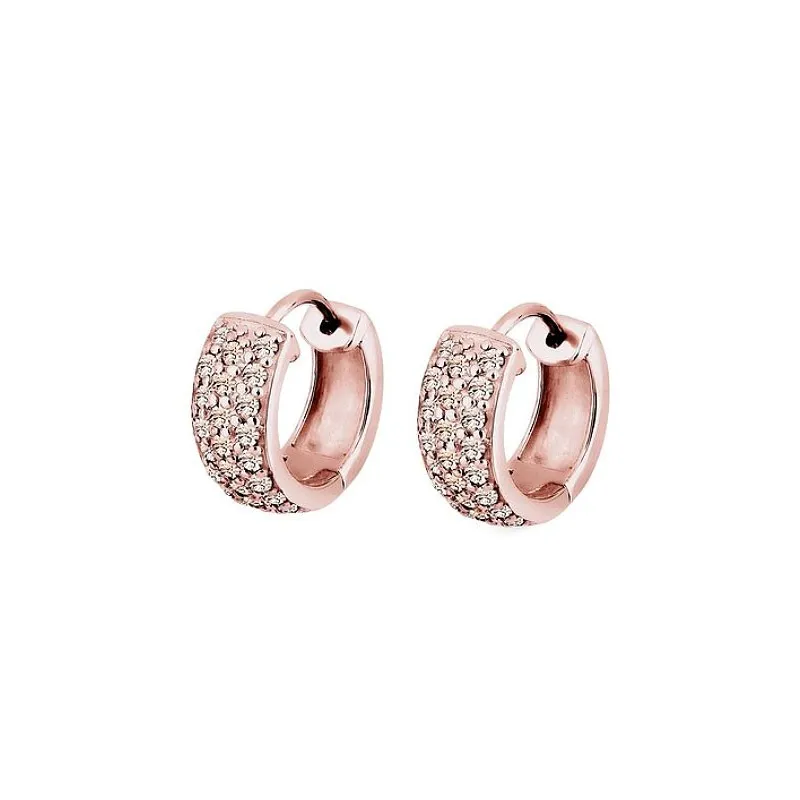 Smukke Creol-Øreringe – 925 Sterling Sølv – Rosa Forgyldt Med Ægte Swarovski Krystaller