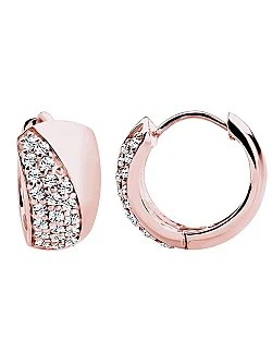 Smukke rosaguld creol øreringe i 925 sterling sølv med Swarovski krystaller