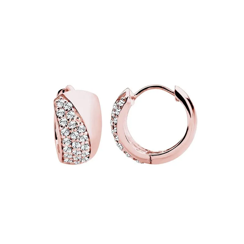 Smukke rosaguld creol øreringe i 925 sterling sølv med Swarovski krystaller