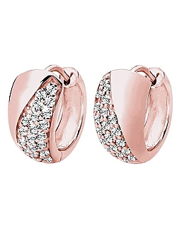 Smukke rosaguld creol øreringe i 925 sterling sølv med Swarovski krystaller