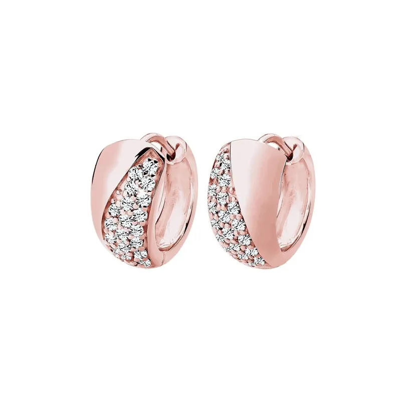 Smukke rosaguld creol øreringe i 925 sterling sølv med Swarovski krystaller