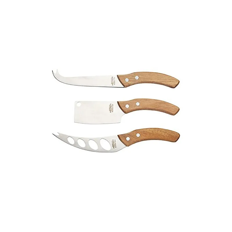 Oste Knivsæt I Rustfrit Stål Med Træ Håndtag – Ergonomisk Håndtag & Lækkert Design