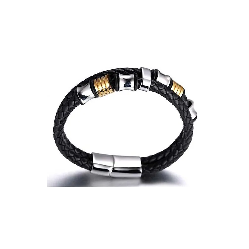 Håndlavet Titanium læderarmbånd til mænd - Dobbelt design