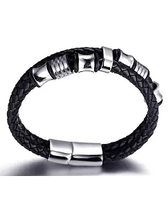 Dobbelt Titanium læderarmbånd til mænd 2