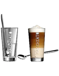 Latte Macchiato glas med cafe ske - 4 dele