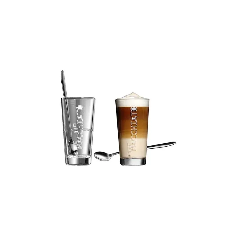 Latte Macchiato glas med cafe ske - 4 dele