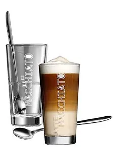 Latte Macchiato glas med cafe ske - 4 dele