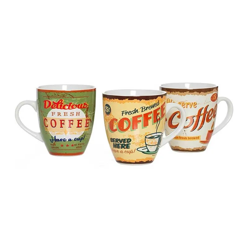 Retro Vintage Design Kaffekrus – 3 stk.