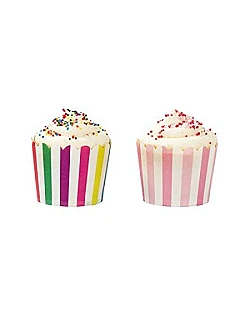 20 x Pink og Hvide Snack Pap bægre - Tilbehøret til enhver fest