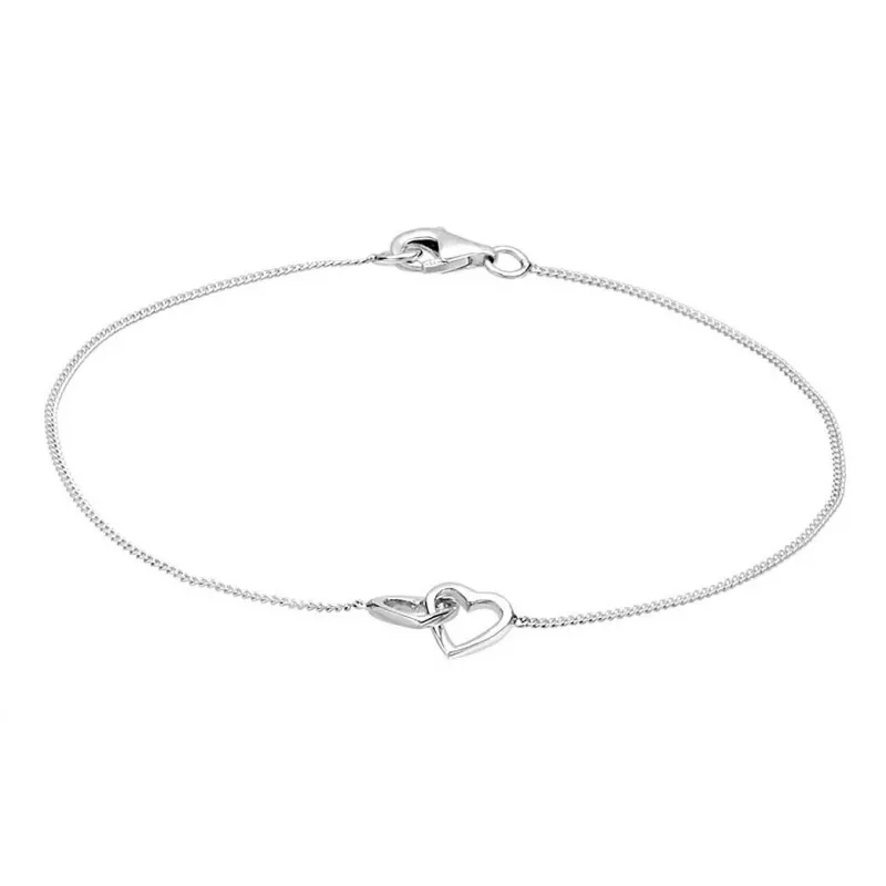 Sølv armbånd med dobbelt hjerte - 925 Sterling Sølv