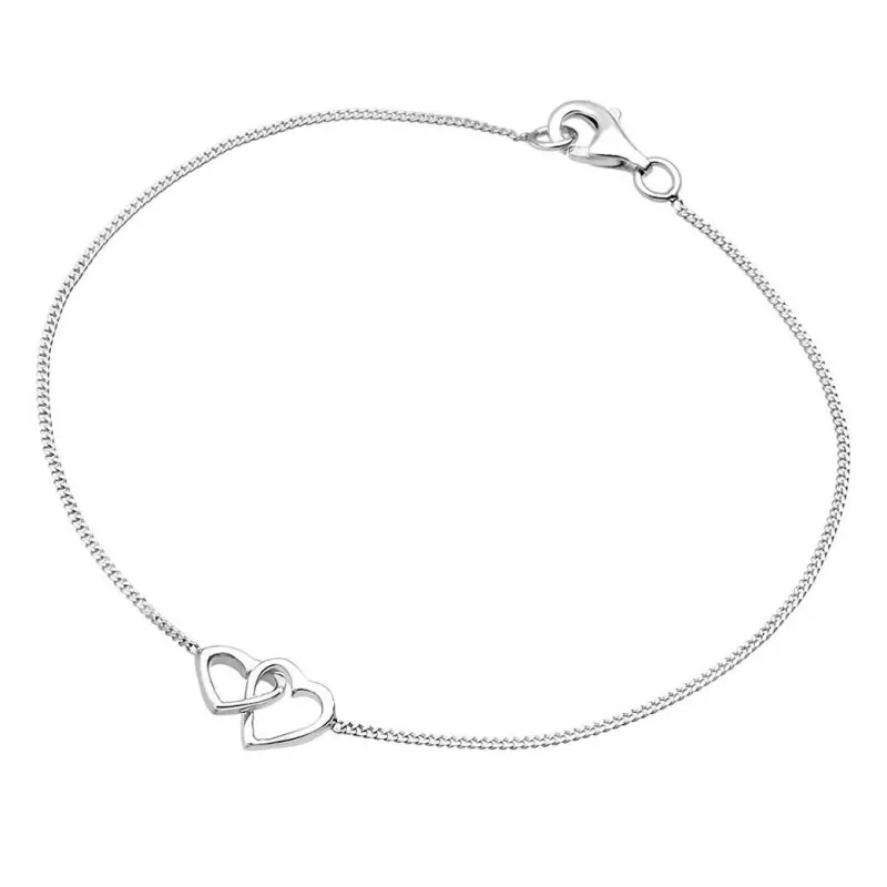 Sølv armbånd med dobbelt hjerte - 925 Sterling Sølv
