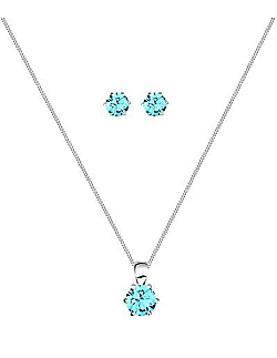 Smykke Sæt – 925 Sterling Sølv – Ægte Blå Swarovski Krystaller