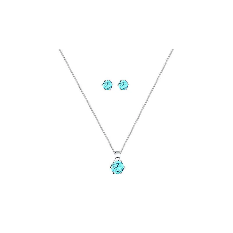 Smykke Sæt – 925 Sterling Sølv – Ægte Blå Swarovski Krystaller