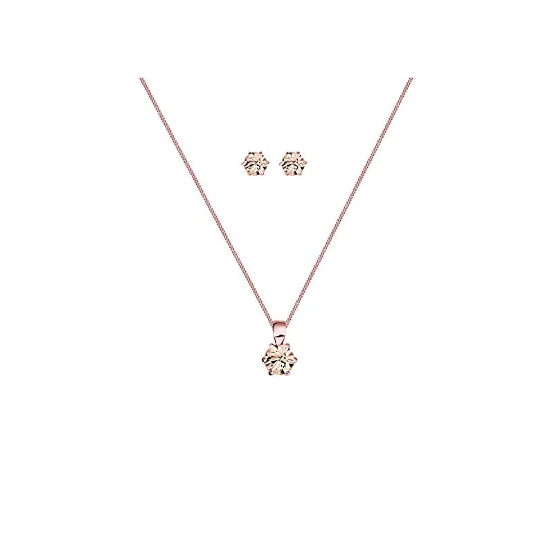 Halskæde & Ørestikker – Rosa Guldbelagt 925 Sterling Sølv – Swarovski Krystal