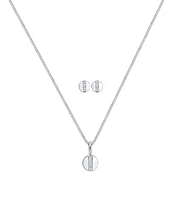 Halskæde & Ørestikker – 925 Sterling Sølv – 0,10 Karat Diamant