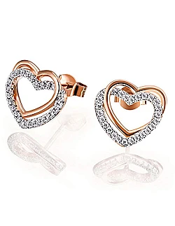 Romantiske & Fine Dame Øreringe – Hjerte Design – Rosa Forgyldt 925 Sterling Sølv