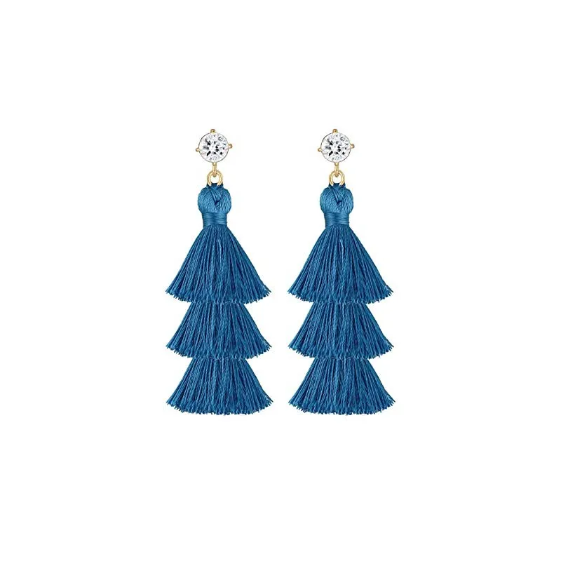 Håndlavede Tassel Øreringe – Forgyldt 925 Sterling Sølv – Swarovski Krystal