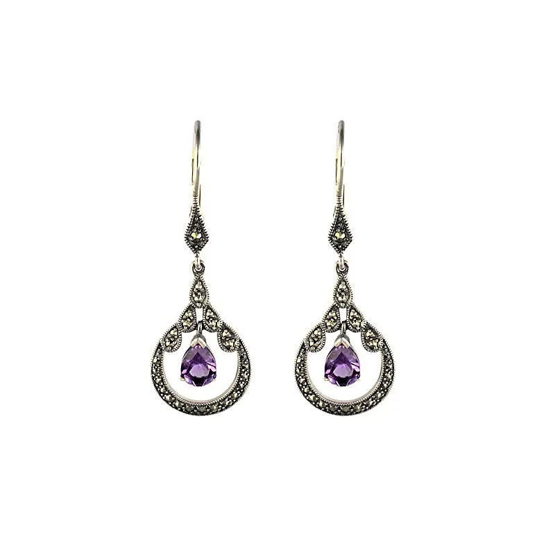 Dame Øreringe – 925 Sterling Sølv – Ametyst 
