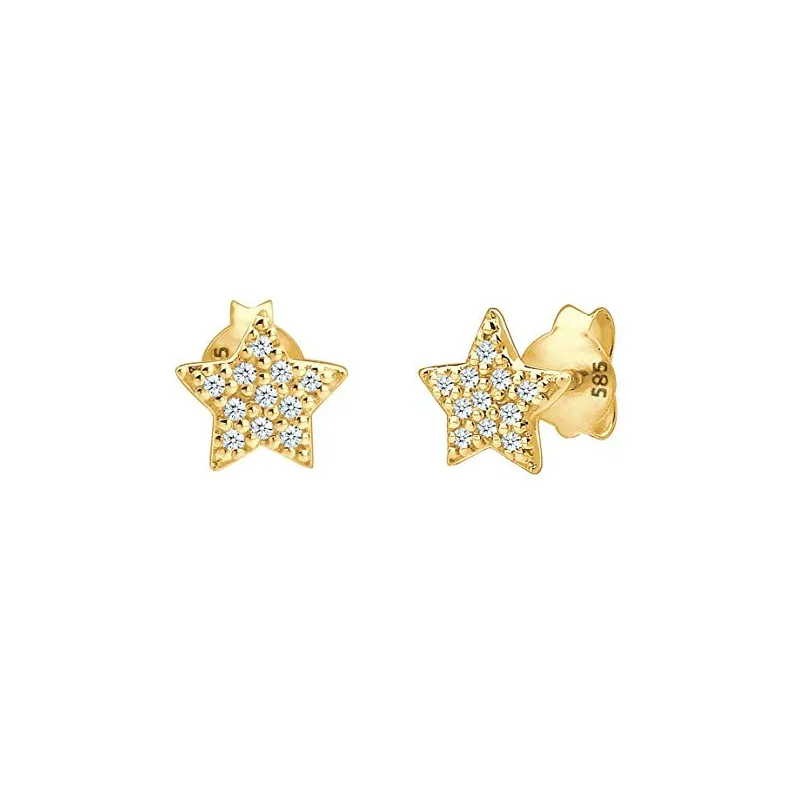 Stjerne Diamant Ørestikker – 14 Karat Guld – 0,22 Karat Diamant