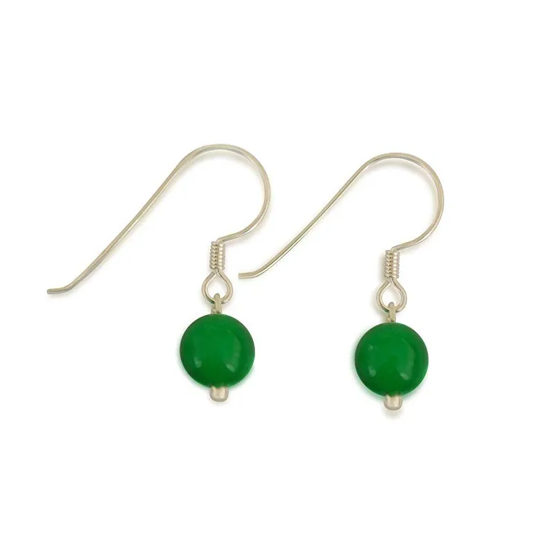 Dame Øreringe – Grøn Jade Ædelsten – 925 Sterling Sølv