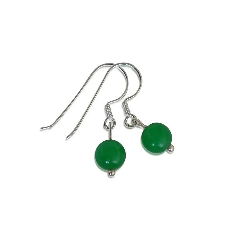 Dame Øreringe – Grøn Jade Ædelsten – 925 Sterling Sølv