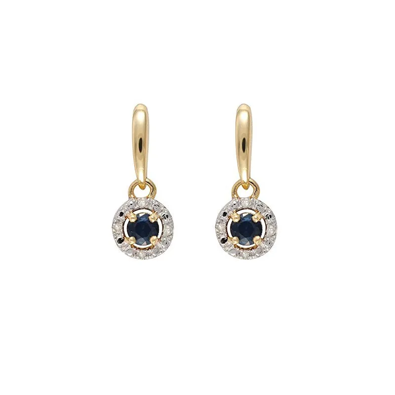 Luksuriøse Øreringe – 9 Karat Guld – Safir & Diamant