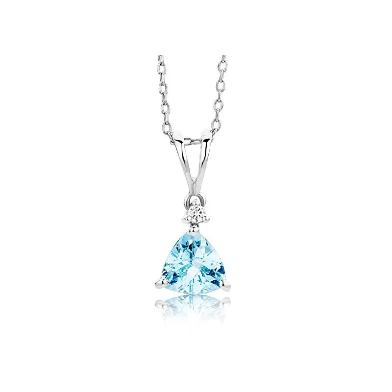 Elegant Diamant Halskæde – 9 Karat Hvid Guld – Akvamarin & Diamant