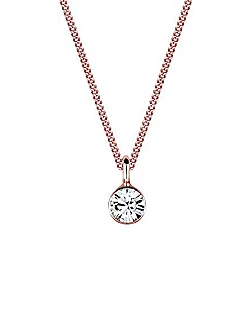 Solitær Halskæde – Rosa Forgyldt 925 Sterling Sølv - Krystal