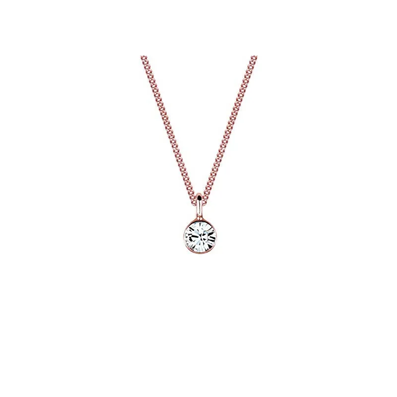 Solitær Halskæde – Rosa Forgyldt 925 Sterling Sølv - Krystal