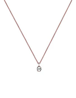 Solitær Halskæde – Rosa Forgyldt 925 Sterling Sølv - Krystal