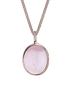 Dame Halskæde – Rosa Forgylde 925 Sterling Sølv - Rosenkvarts