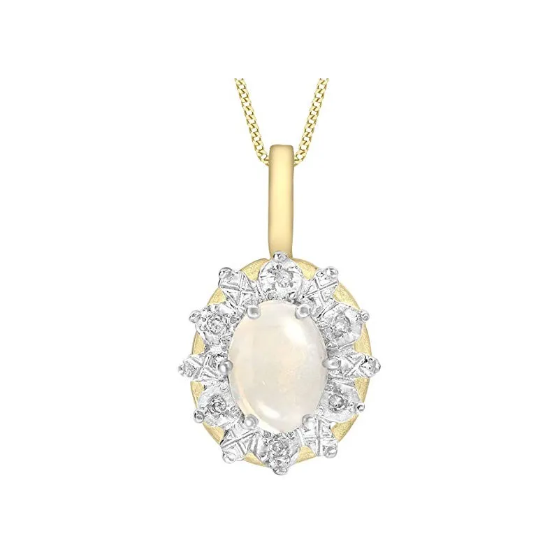 Elegant Halskæde – 9 Karat Guld - Opal