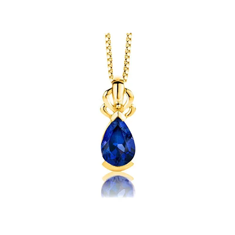 Dame Halskæde – Guldbelagt 925 Sterling Sølv – Safir Sten