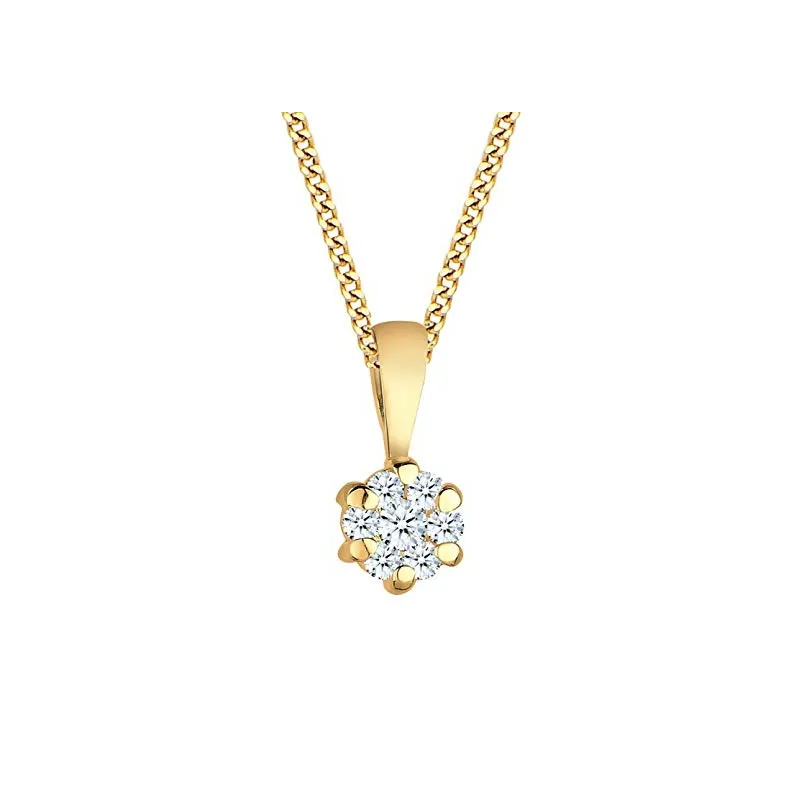 Blomster Halskæde – 14 Karat 585 Guld – 0,14 Karat Diamant
